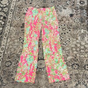 Lilly Pulitzer Vibrant Pink and Green Wide Leg Pants